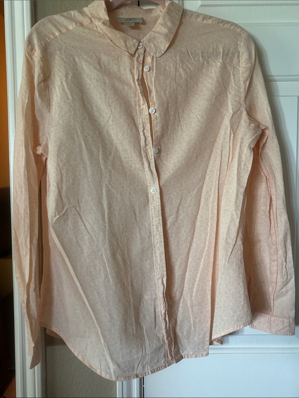 LOFT Soft Peach Collared Button-Up Blouse